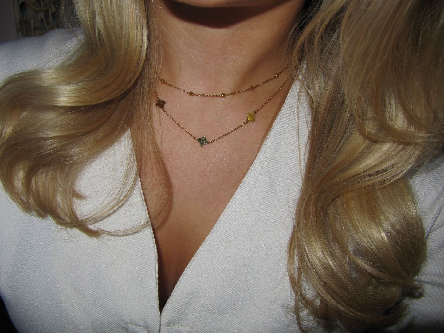 'Lumi' Double Layer Clover Necklace - Gold