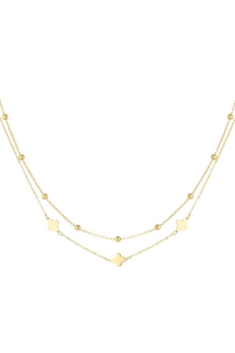 'Lumi' Double Layer Clover Necklace - Gold
