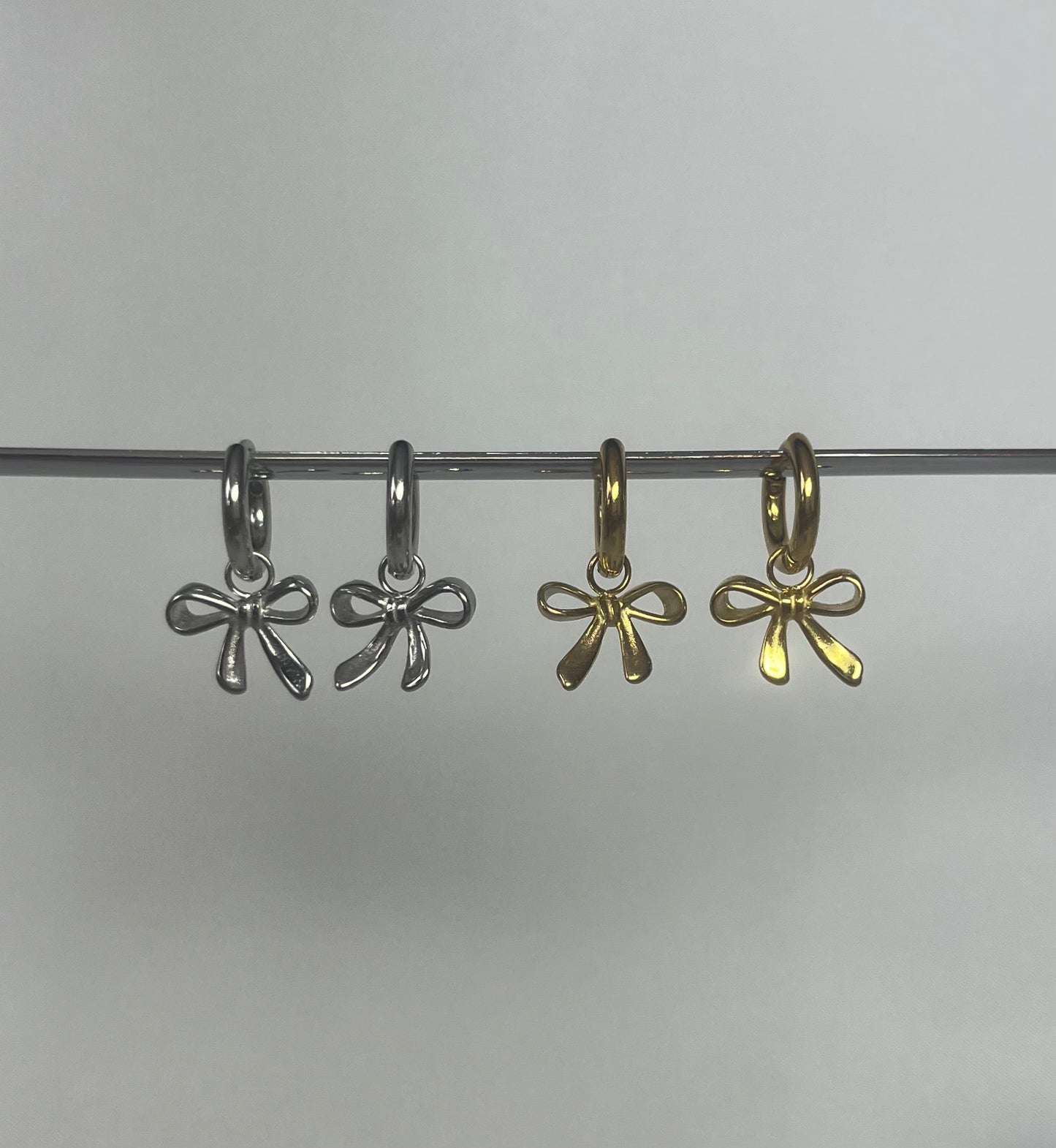 'Dreamer' Bow Huggie Hoops - Gold/Silver