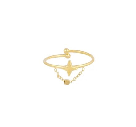 'Aura' Star and Chain Ring - Gold/Silver