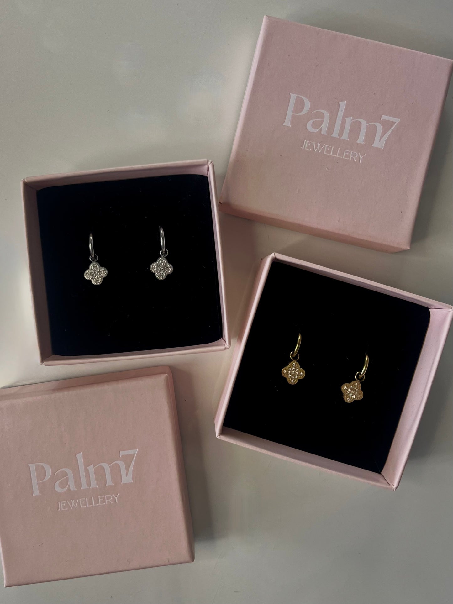 'Lucky' Clover Huggie Hoops - Silver